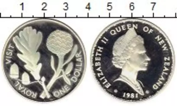 Монета доллар Новой Зеландии 1981 года Серебро Королевский визит