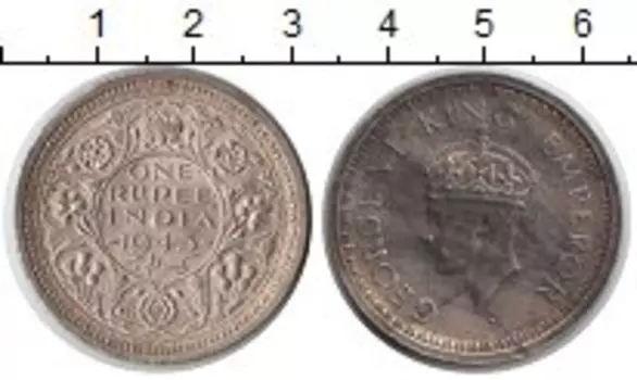 Монета рупия Индии 1945 года Серебро Георг VI