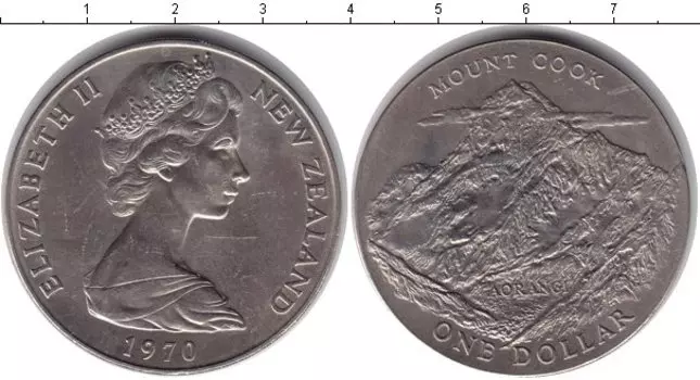 Монета доллар Новой Зеландии 1970 года Медно-никель Елизавета II