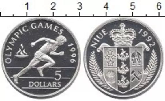 Монета 5 долларов Ниуэ 1992 года Серебро Олимпиада 96