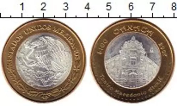 Монета 100 песо Мексики 2007 года Серебро Центр монеты - серебро