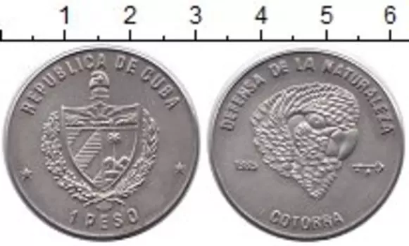 Монета песо Кубы 1985 года Медно-никель Кубинский амазон