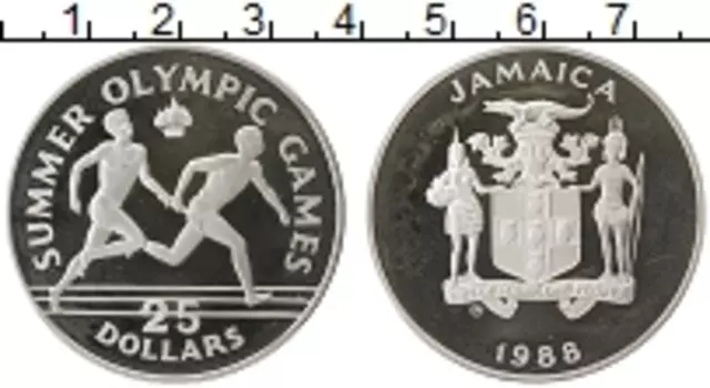 Монета 25 долларов Ямайки 1988 года Серебро Летние Олимпийские игры