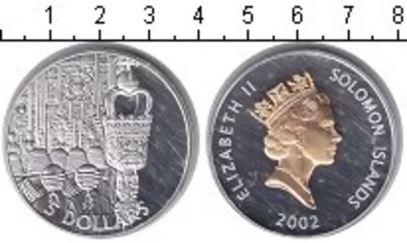 Монета 5 долларов Соломоновых островов 2002 года Серебро Елизавета II