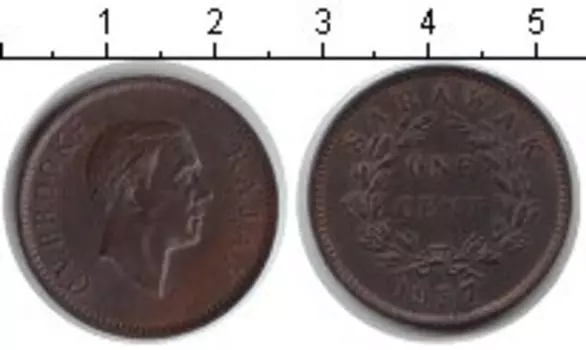 Монета цент Саравака 1937 года Медь Раджа Брук