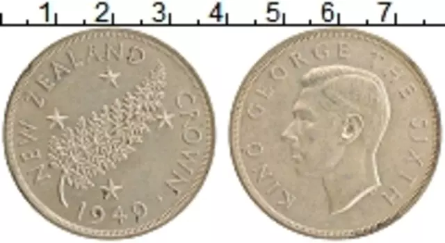 Монета крона Новой Зеландии 1949 года Серебро Георг VI