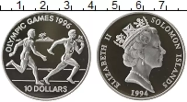 Монета 10 долларов Соломоновых островов 1994 года Серебро Елизавета II