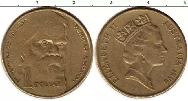 Монета доллар Австралии 1996 года Латунь Сэр Генри Паркес