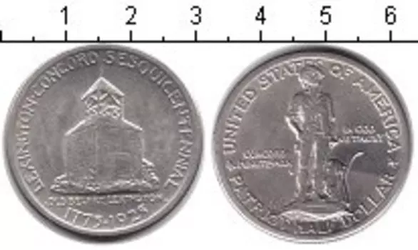 Монета 1/2 доллара Америки 1925 года Серебро Старая колокольня на Лексингтон