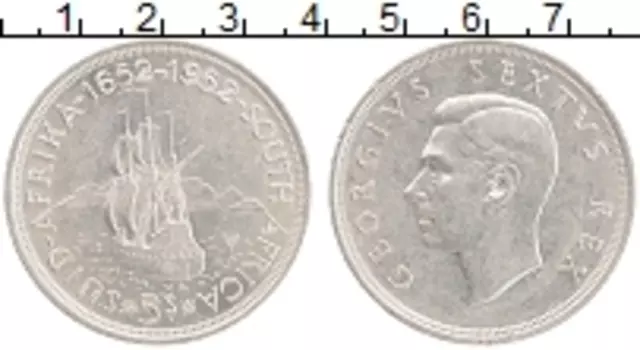 Монета 5 шиллингов Южно Африканской Республики 1952 года Серебро Георг VI