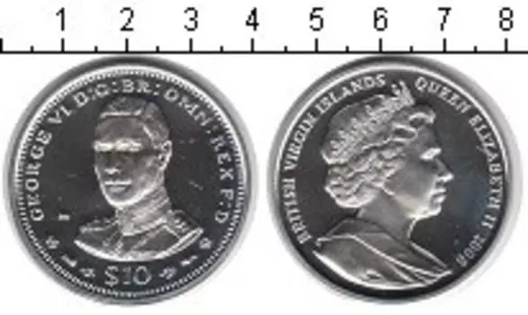 Монета 10 долларов Виргинских островов 2006 года Серебро Георг VI