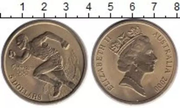 Монета 5 долларов Австралии 2000 года Латунь Олимпийские игры в Сиднее - Легкая атлетика