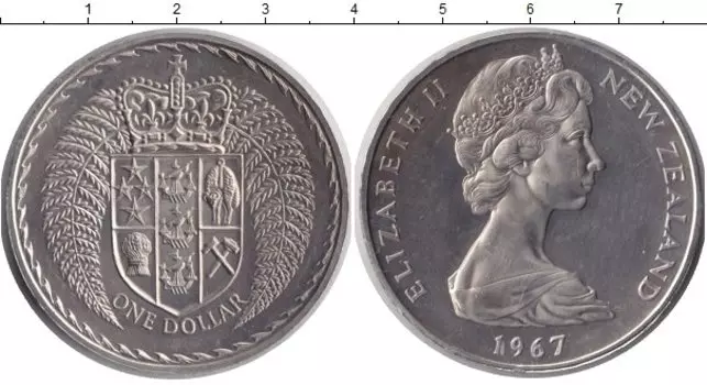 Монета доллар Новой Зеландии 1967 года Медно-никель Елизавета II