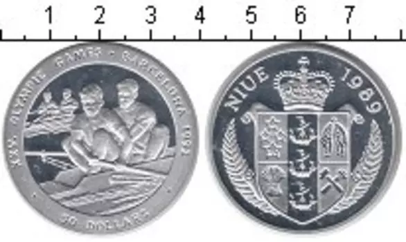 Монета 50 долларов Ниуэ 1989 года Серебро Олимпиада-1992 в Барселоне