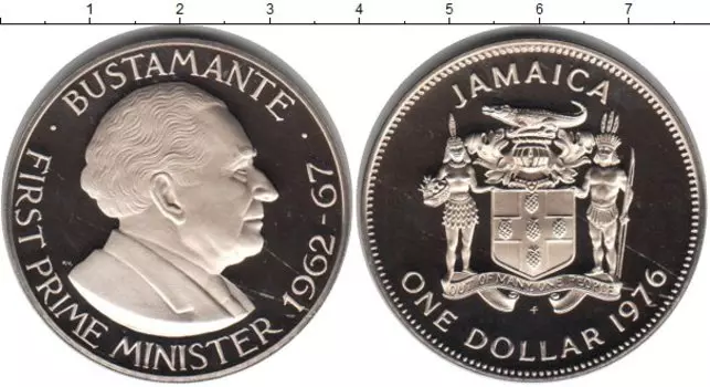 Монета доллар Ямайки 1976 года Медно-никель Премьер министр Бустаманте