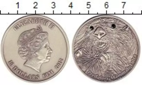 Монета 10 долларов Фиджи 2012 года Серебро Животные