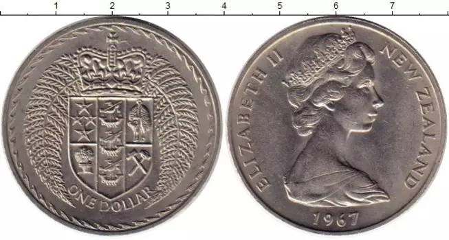 Монета доллар Новой Зеландии 1967 года Медно-никель Елизавета II