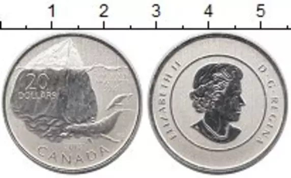 Монета 20 долларов Канады 2013 года Серебро Айсберг и кит