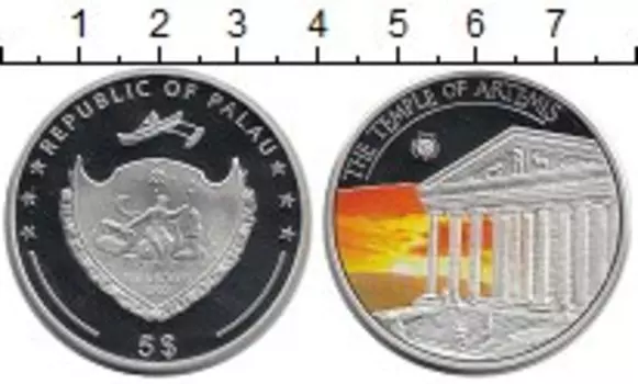 Монета 5 долларов Палау 2011 года Серебро Храм Артемиды