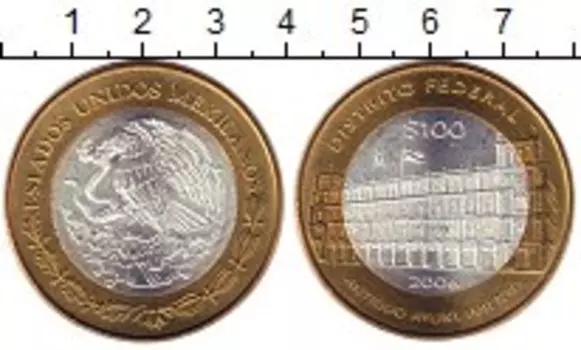 Монета 100 песо Мексики 2006 года Серебро Центр монеты - серебро