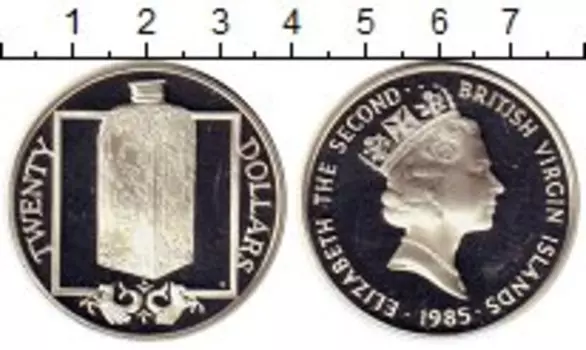 Монета 20 долларов Виргинских островов 1985 года Серебро Фарфоровая бутыль