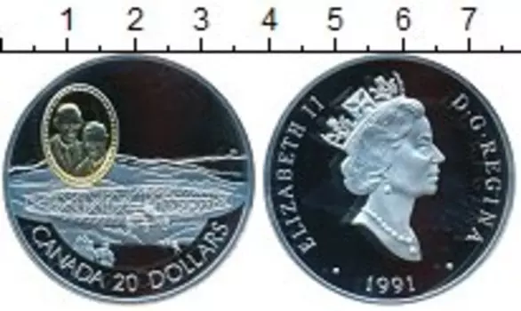 Монета 20 долларов Канады 1991 года Серебро Авиация, самолет