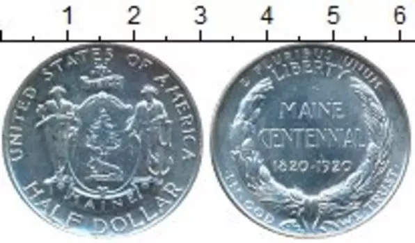 Монета 1/2 доллара Америки 1920 года Серебро 100-летие штата Мэн