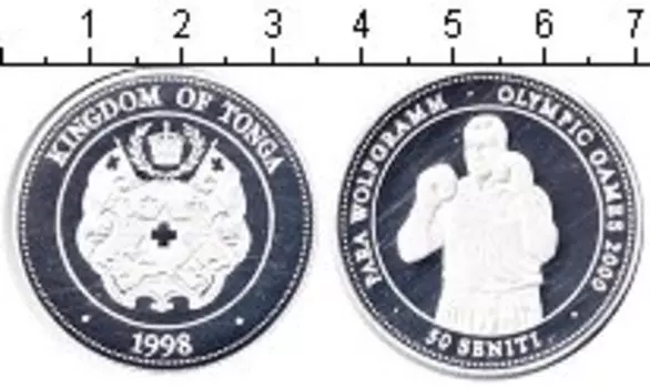 Монета 50 сенити Тонги 1998 года Серебро Олимпийские игры 2000
