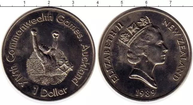 Монета доллар Новой Зеландии 1989 года Медно-никель Игры содружества, бокс