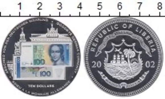 Монета 10 долларов Либерии 2002 года Серебро Банкнота