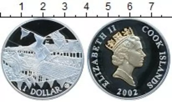 Монета доллар Островов Кука 2002 года Серебро Елизавета II