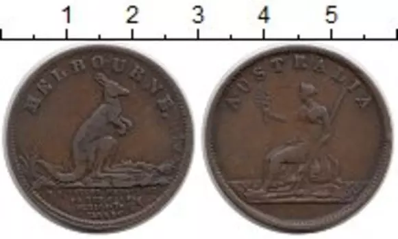 Монета 1/2 пенни Австралии 1851 года Медь Токен