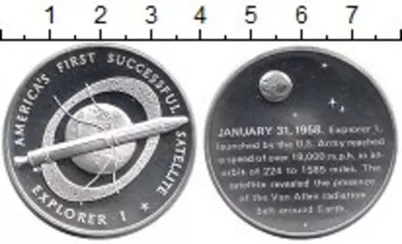 Медаль Америки Серебро Первый успешный запуск спутника 1958, EXPLORER I