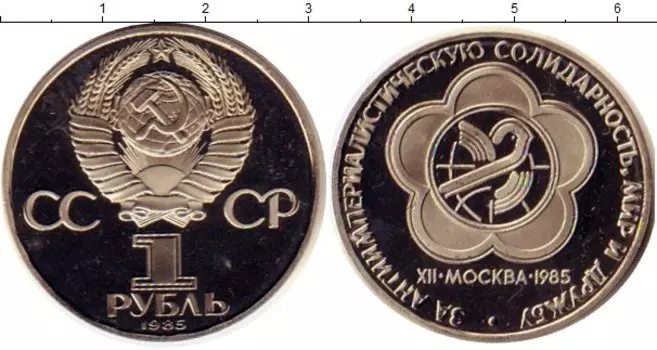 Монета рубль СССР 1985 года Медно-никель НОВОДЕЛ