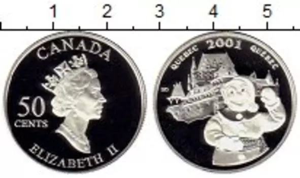 Монета 50 центов Канады 2001 года Серебро Квебек, Елизавета II