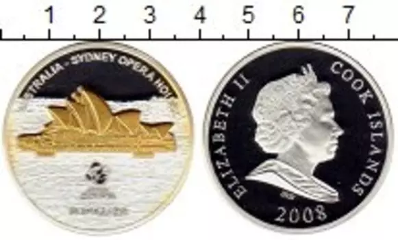 Монета 10 долларов Островов Кука 2008 года Серебро Австралия