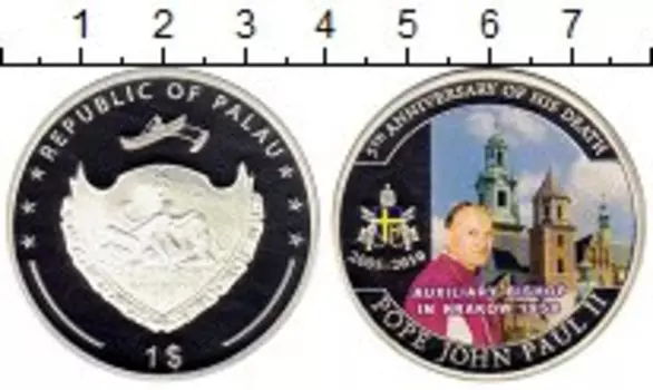 Монета доллар Палау 2010 года Посеребрение Цветная эмаль