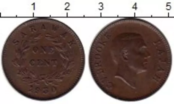 Монета цент Саравака 1930 года Медь Раджа Брук