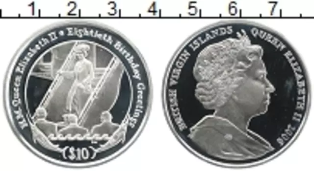 Монета 10 долларов Виргинских островов 2006 года Серебро Елизавета II