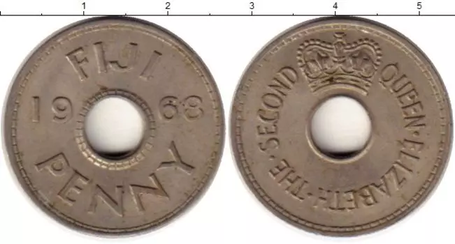 Монета пенни Фиджи 1968 года Медно-никель Елизавета II