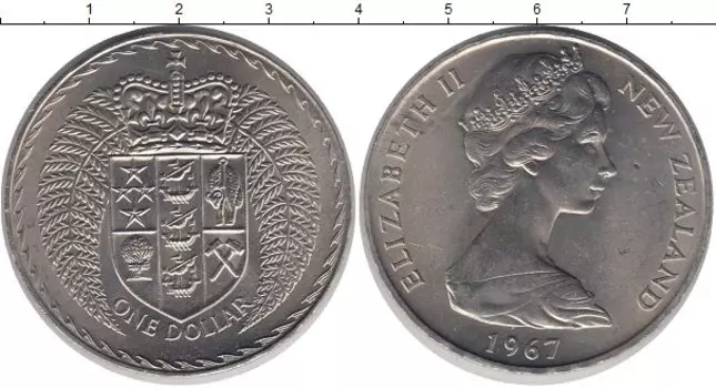 Монета доллар Новой Зеландии 1967 года Медно-никель Елизавета II