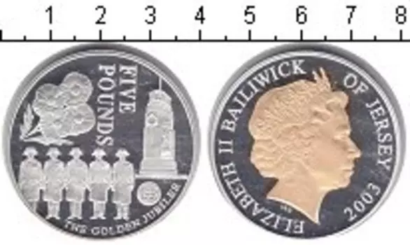 Монета 5 фунтов Острова Джерси 2003 года Серебро Елизавета II