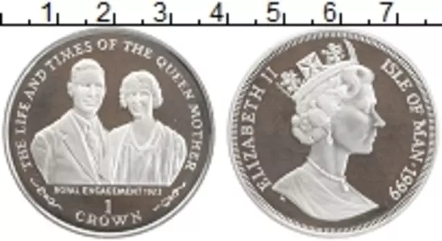 Монета крона Острова Мэн 1999 года Серебро Елизавета II