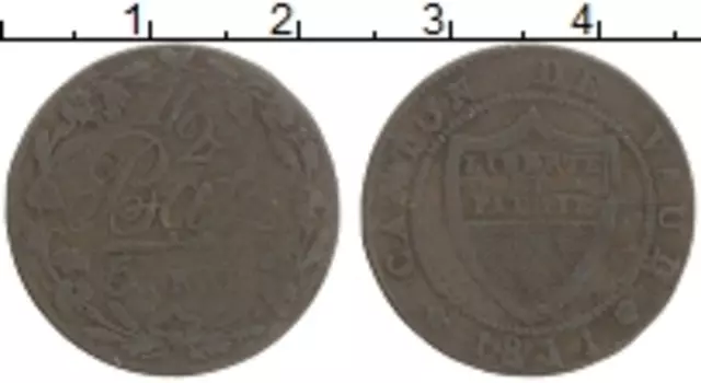 Монета 5 рапп Вауда 1811 года Медь
