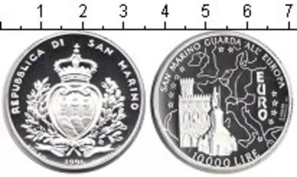 Монета 10000 лир Сан-Марино 1996 года Серебро Евро