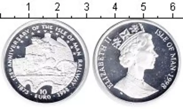 Монета 10 евро Острова Мэн 1998 года Серебро Елизавета II