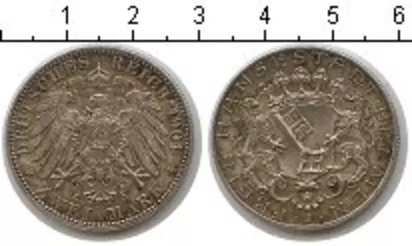 Монета 2 марки Бремена 1904 года Серебро J