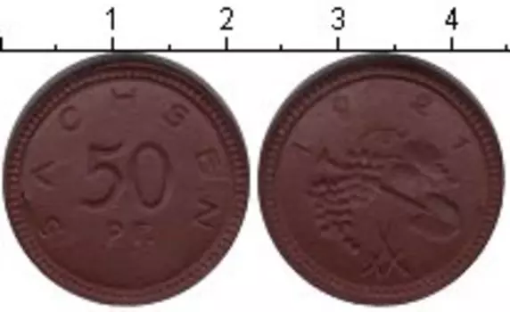 Монета 50 пфеннигов Саксонии 1921 года Керамика нотгельд