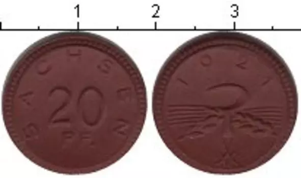 Монета 20 пфеннигов Саксонии 1921 года Керамика нотгельд