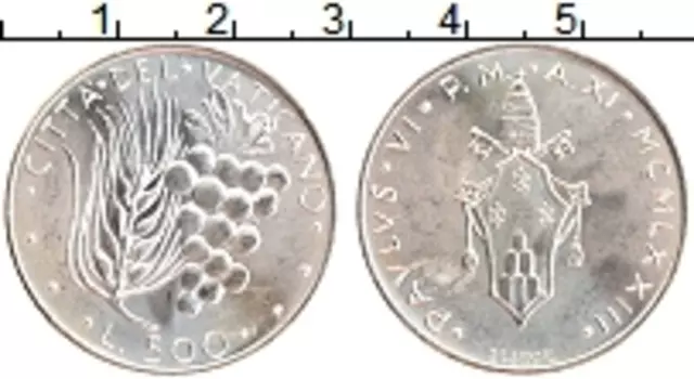 Монета 500 лир Ватикана 1973 года Серебро
